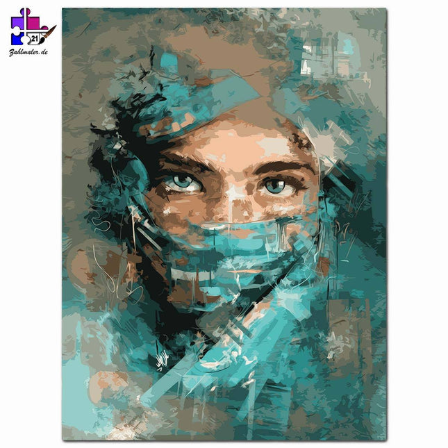 Augen Der Blau Verwickelten Frau | Malen nach Zahlen-Zahlmaler.de