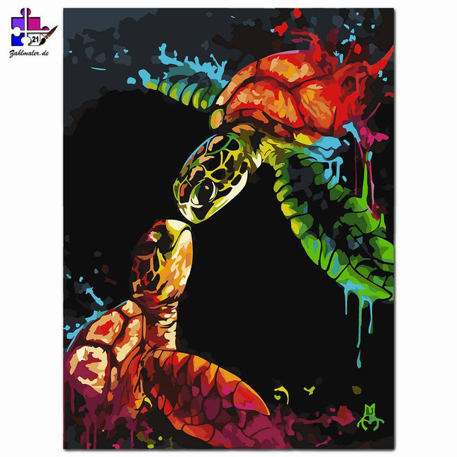 Zwei Schildkröten Babys | Malen nach Zahlen-Zahlmaler.de