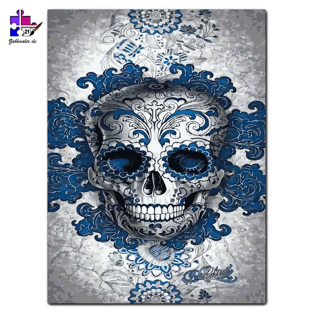 Klassischer mexikanischer Zuckerschädel | Malen nach Zahlen-Zahlmaler.de