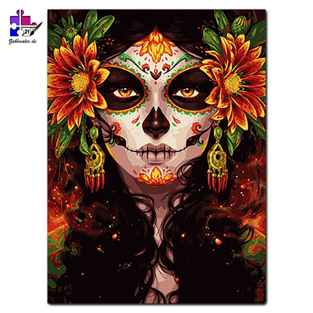 Mexikanisches Calavera Mädchen 1 | Malen nach Zahlen-Zahlmaler.de
