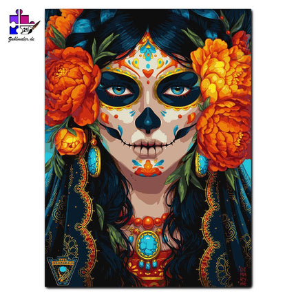 Mexikanisches Calavera Mädchen 2 | Malen nach Zahlen-Zahlmaler.de