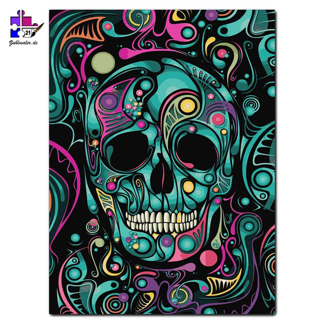 Minzenschädel Totenkopf | Malen nach Zahlen-Zahlmaler.de