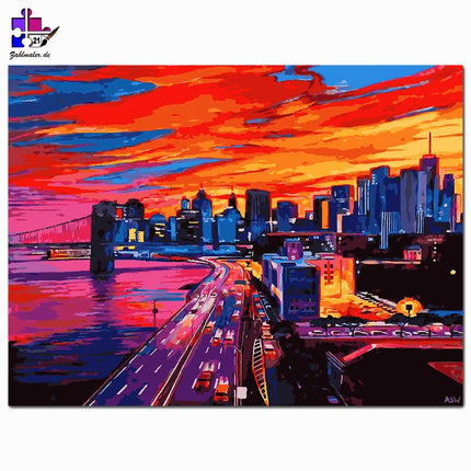 New York im Sonnenuntergang | Malen nach Zahlen-Zahlmaler.de