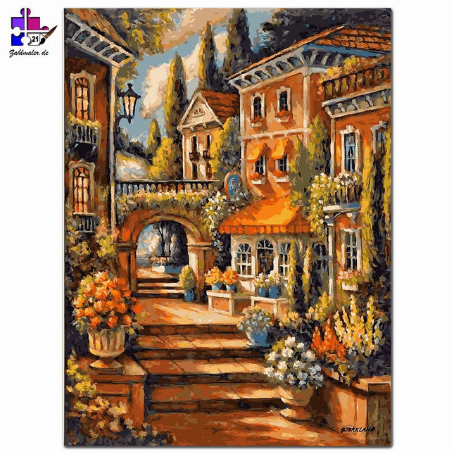 Romantische Veranda in Italien | Malen nach Zahlen-Zahlmaler.de