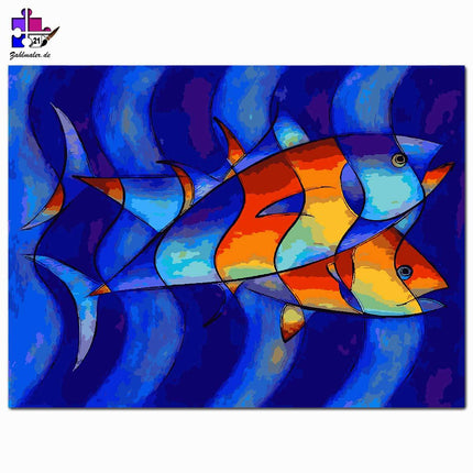 Wellenförmige Abstrakte Tunfische | Malen nach Zahlen-Zahlmaler.de